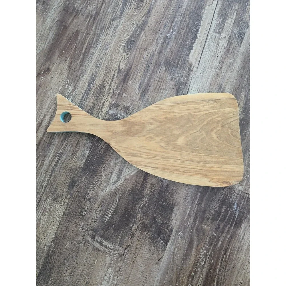 Vintage Legno e Mare Italian Fish Shaped Wooden Cutting Board Olive Wood